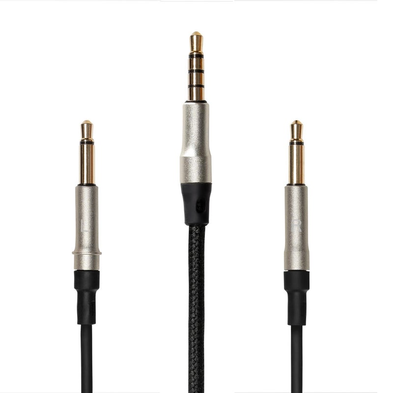MEZE AUDIO | كابل بطول 1.2م مع ميكروفون وجهاز تحكم عن بعد ل99 كلاسيكيات الجوز الفضي | موصل ذكر 3.5 مم إلى ثنائي TS مونو 3.5 مم | قماش معزز بكيفلار | نحاس خالي من الأكسجين - Image 1